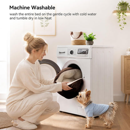 Small Dog Bed for Small Dogs, Cat Beds for Indoor Cats, Pet Bed for Puppy and Kitty, Extra Soft & Machine Washable with Anti-Slip & Water-Resistant Oxford Bottom, Brown, 20 Inches