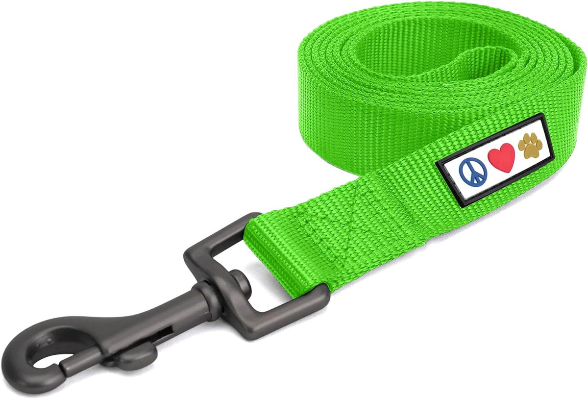 Solid 6 Ft Green Dog Leash M/L Custom Name and Phone Embroidery Strong Nylon Leash for Medium and Large Breeds